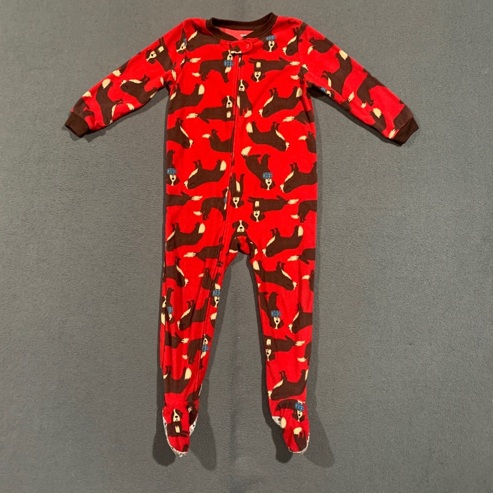 Carters 4T Red Dog Print Fleece Footed Pajamas One Piece Sleeper FDJ1167